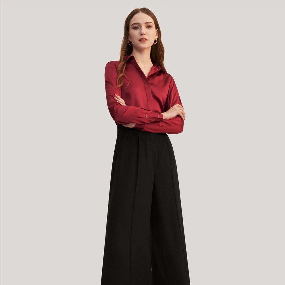 Lily Silk Basic Concealed Placket Silk Shirt Blou… - image 4